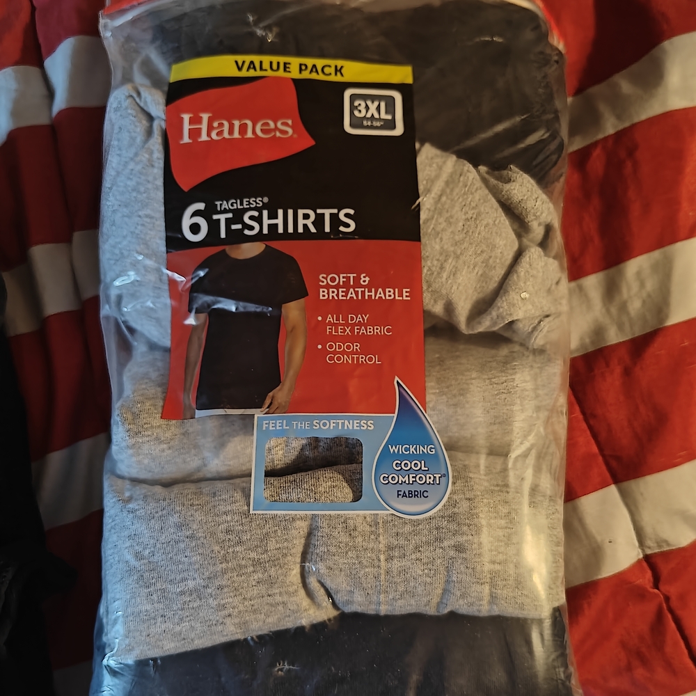 Hanes 6-Pack Tagless T-Shirts 3XL